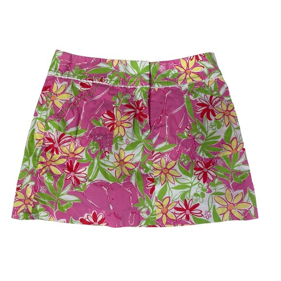 Lilly Pulitzer Womens Size 2 Skort Garden Vista Pink Elephant Print Sport Mini - Picture 1 of 7